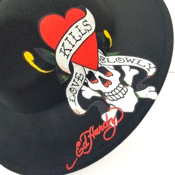 ED HARDY by Christian Audigier Unisex Fedora Hat - Rare - Picture 7 of 11